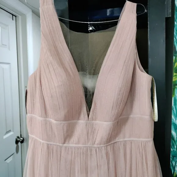 Jenny Yoo Wedding Bridesmaid Gown Blush Pink Tulle Sheer Sarita Dress 16 NWT - Picture 8 of 16